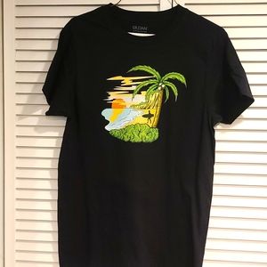 SURF SUNSET Adult Small T-shirt, black short sleeve Swim surf beach
